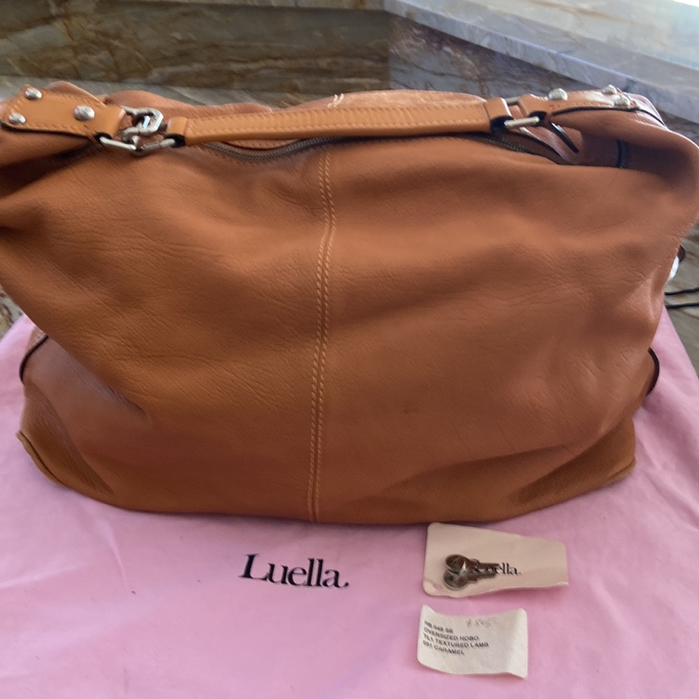 Luella Large Leather Tan Hobo Tote Bag with locks and keys - Picture 2 of 7